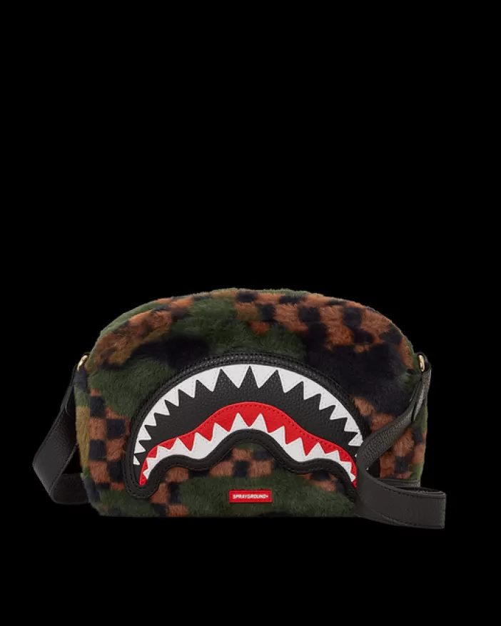 TOILETRIES AKA MONEY BAGS*Sprayground BIG SKY FUR SHARK MESSENGER BRICK BAG