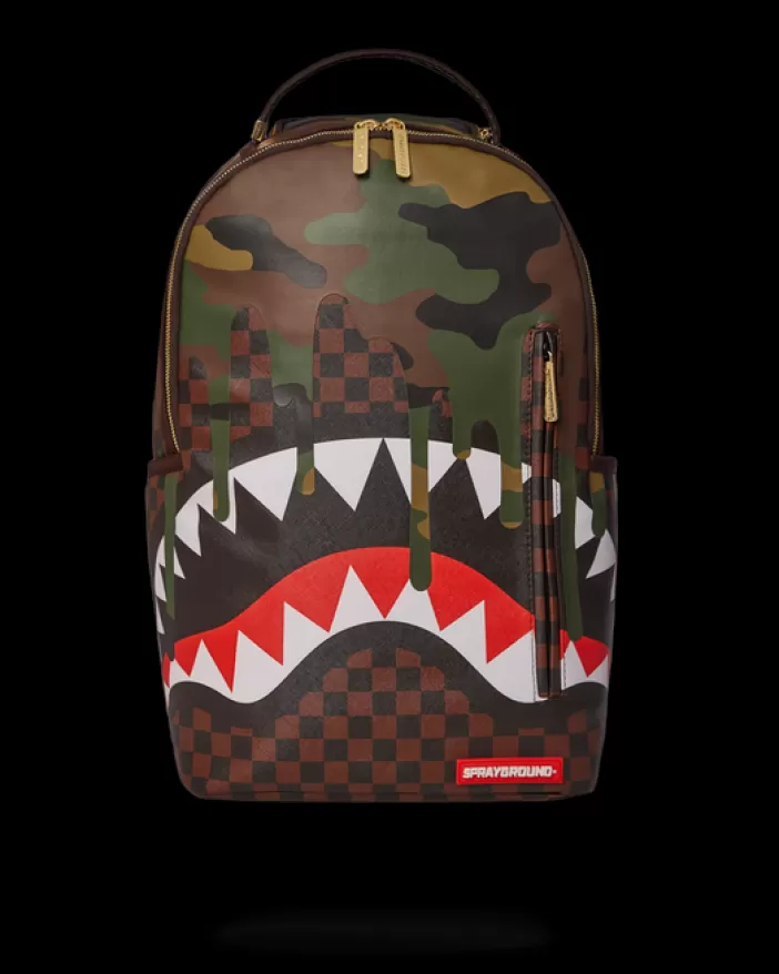 BACKPACKS*Sprayground CAMO DRIP SHARKS IN PARIS BACKPACK (DLXV)