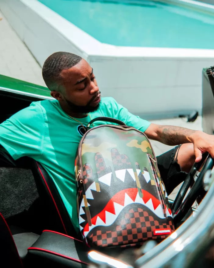 BACKPACKS*Sprayground CAMO DRIP SHARKS IN PARIS BACKPACK (DLXV)