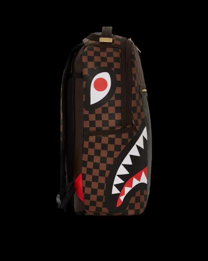 BACKPACKS*Sprayground EXTERIOR GOLD ZIP POCKET SHARKS IN PARIS BACKPACK (DLXV)
