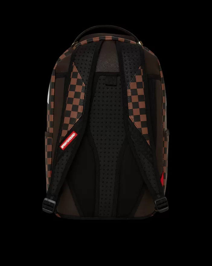 BACKPACKS*Sprayground EXTERIOR GOLD ZIP POCKET SHARKS IN PARIS BACKPACK (DLXV)