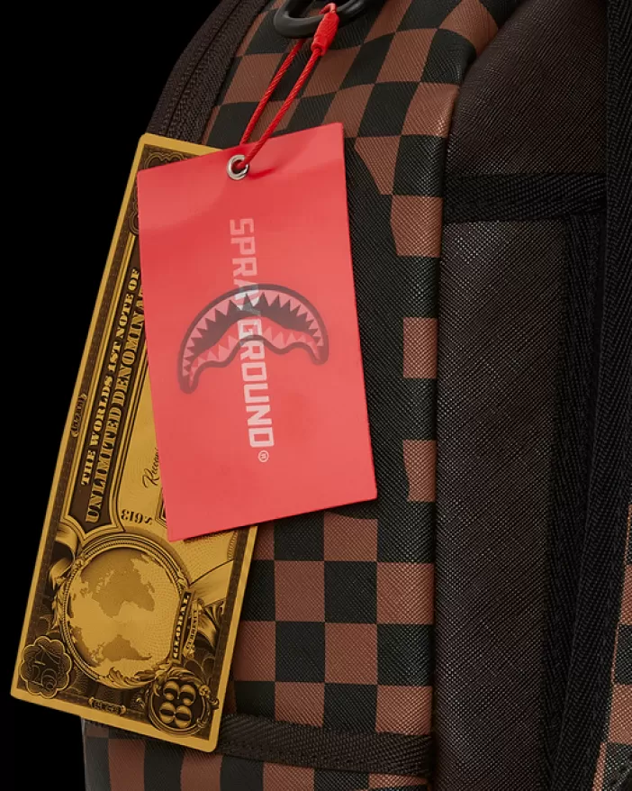 BACKPACKS*Sprayground EXTERIOR GOLD ZIP POCKET SHARKS IN PARIS BACKPACK (DLXV)