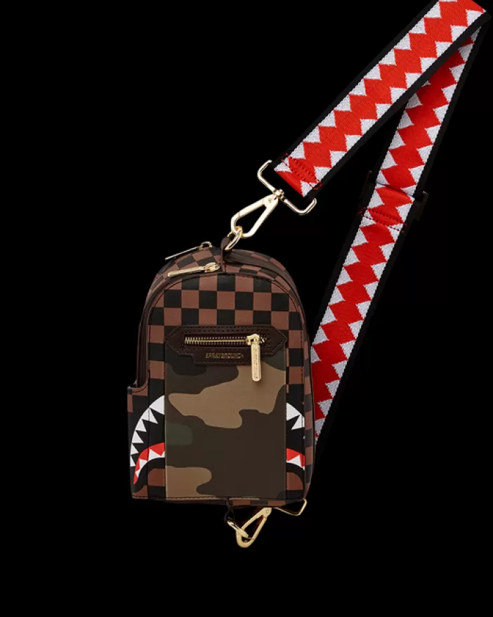 SLINGS | CROSSBODYS*Sprayground EXTERIOR GOLD ZIP POCKET SHARKS IN PARIS BACKPACK SLING