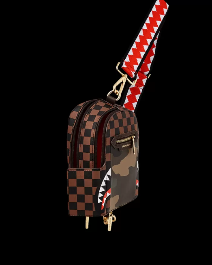SLINGS | CROSSBODYS*Sprayground EXTERIOR GOLD ZIP POCKET SHARKS IN PARIS BACKPACK SLING