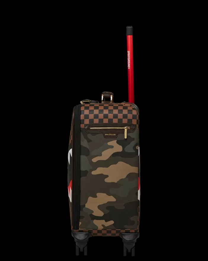 CARRY-ON LUGGAGE*Sprayground EXTERIOR GOLD ZIP POCKET SHARKS IN PARIS JETSETTER CARRY-ON LUGGAGE