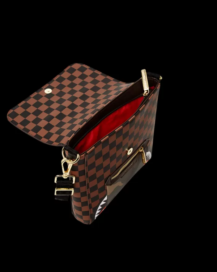SLINGS | CROSSBODYS*Sprayground EXTERIOR GOLD ZIP POCKET SHARKS IN PARIS MESSENGER SLING BAG