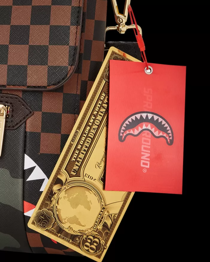 SLINGS | CROSSBODYS*Sprayground EXTERIOR GOLD ZIP POCKET SHARKS IN PARIS MESSENGER SLING BAG