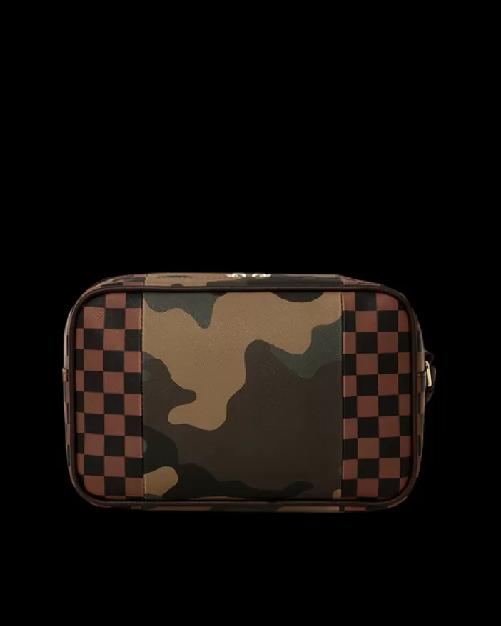 TOILETRIES AKA MONEY BAGS*Sprayground EXTERIOR GOLD ZIP POCKET SHARKS IN PARIS TOILETRY BRICKSIDE BAG