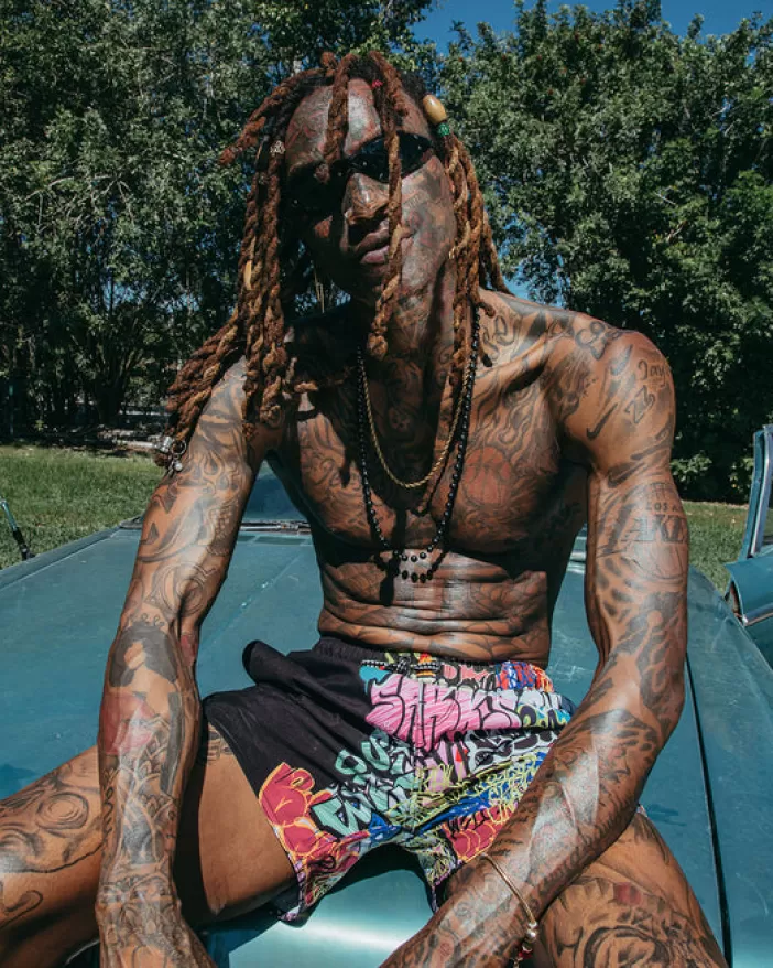 SWIMWEAR*Sprayground HALF GRAFF SHOTO SWIM TRUNKS