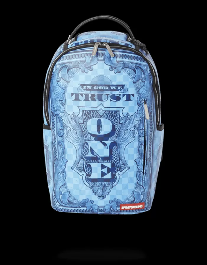 BACKPACKS*Sprayground IN GOD WE TRUST BLUE BACKPACK (ONE OF ONE)