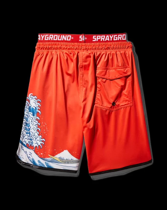 SWIMWEAR*Sprayground JAPAN WAVE CORTO SWIM TRUNKS (RED)