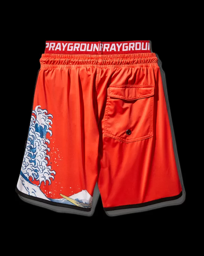 SWIMWEAR*Sprayground KIDS JAPAN WAVE SWIM TRUNKS (RED)