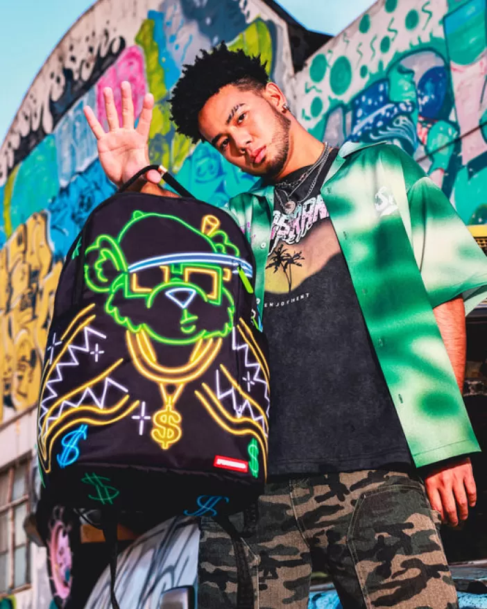BACKPACKS*Sprayground MONEY BEAR CITY LIGHTS BACKPACK