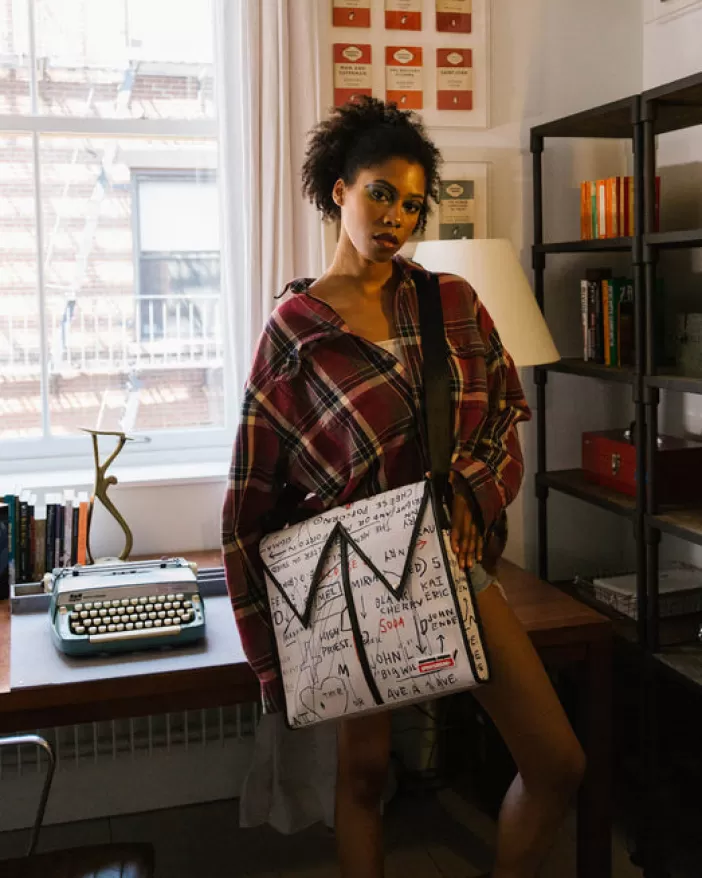 SLINGS | CROSSBODYS*Sprayground OFFICIAL BASQUIAT UNTITLED (CHEESE POPCORN) 1983 SLING MESSENGER