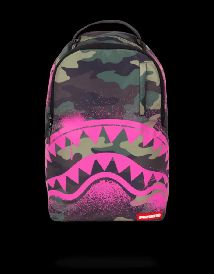 BACKPACKS*Sprayground PINK STENCIL SHARK CAMO