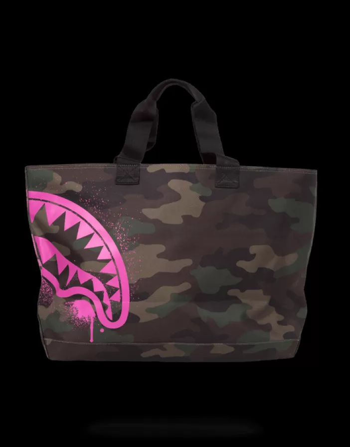 BACKPACKS*Sprayground PINK STENCIL SHARK CAMO TOTE