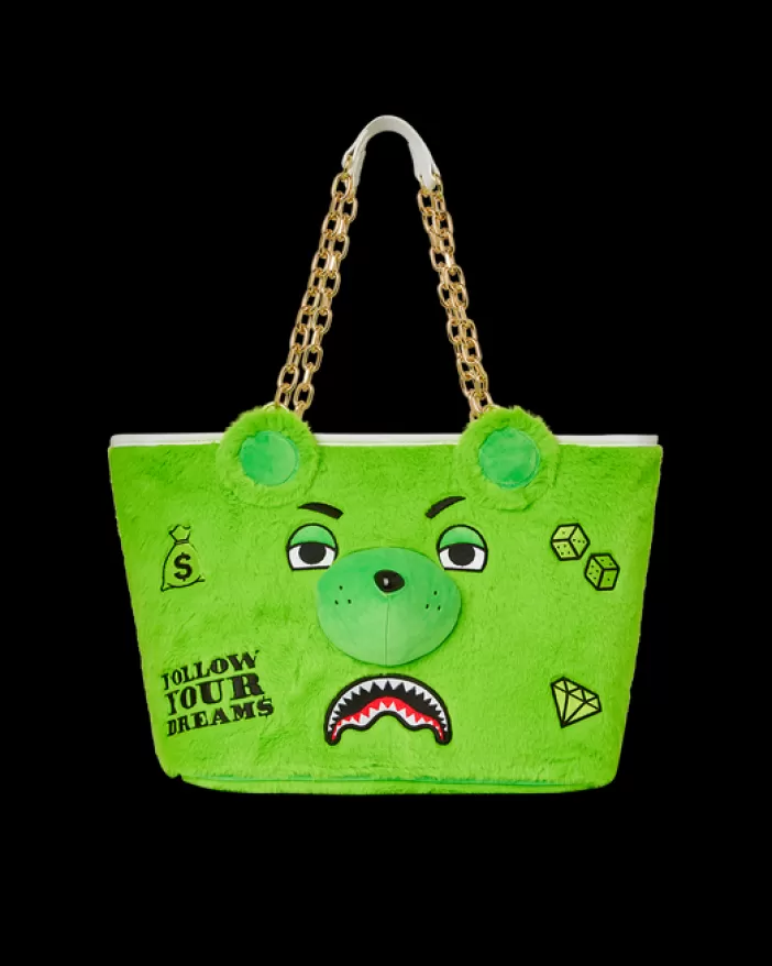 TOTES | HANDBAGS*Sprayground PLUSH MONEYBEAR TOTE (GREEN)