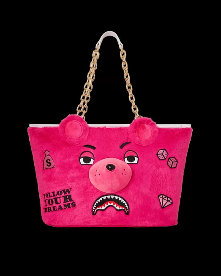 TOTES | HANDBAGS*Sprayground PLUSH MONEYBEAR TOTE (PINK)