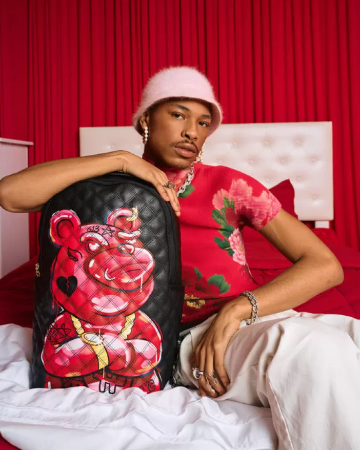BACKPACKS*Sprayground QUILT HAND PAINTED DIABLO BEAR BACKPACK (DLXV)