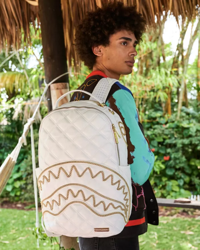 BACKPACKS*Sprayground RIVIERA LE BLANC GOLD CHAIN SHARK BACKPACK (DLXV)