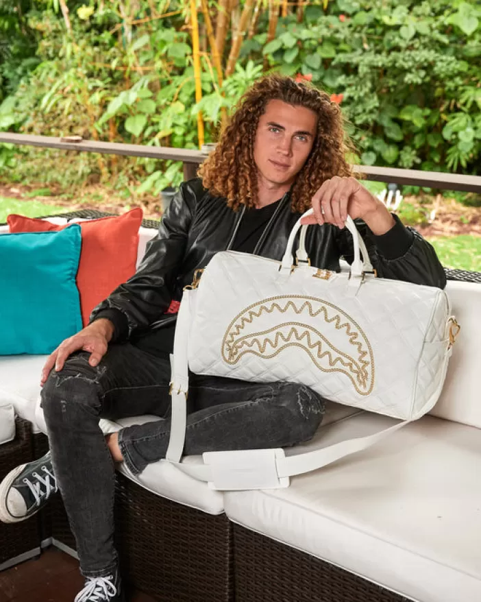 DUFFLES*Sprayground RIVIERA LE BLANC GOLD CHAIN SHARK DUFFLE