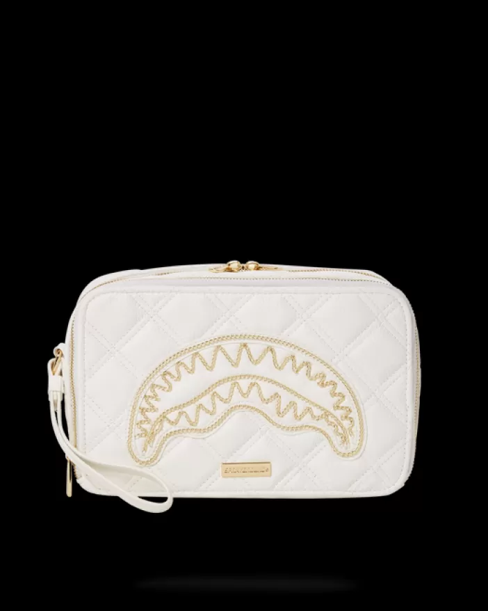 TOILETRIES AKA MONEY BAGS*Sprayground RIVIERA LE BLANC GOLD CHAIN SHARK TOILETRY BAG