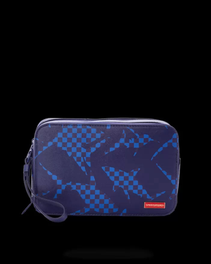 TOILETRIES AKA MONEY BAGS*Sprayground SHARK CHECK (BLUE) TOILETRY