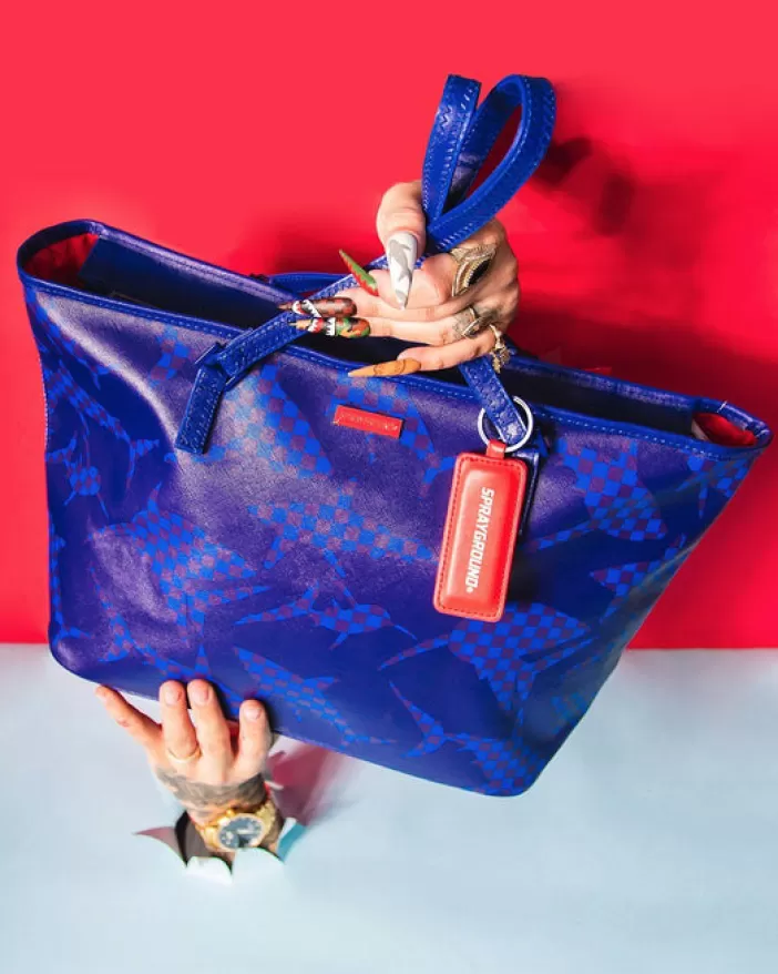 TOTES*Sprayground SHARK CHECK (BLUE) TOTE