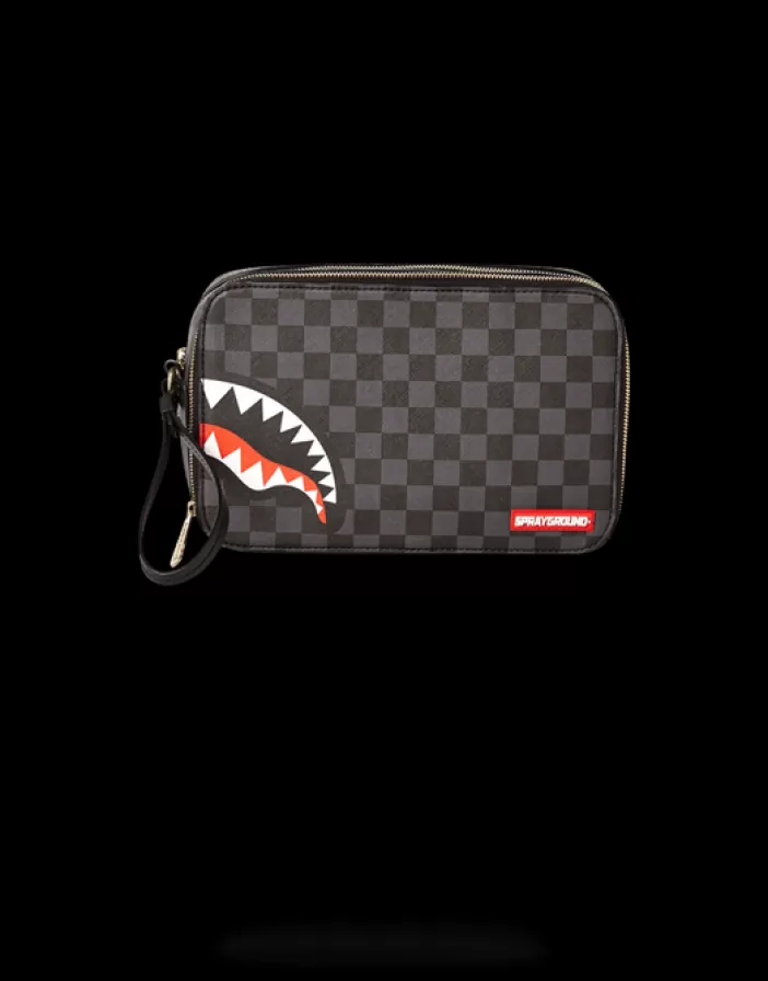 TOILETRIES AKA MONEY BAGS*Sprayground SHARKS IN PARIS (BLACK CHECKERED EDITION) TOILETRY AKA MONEY BAGS