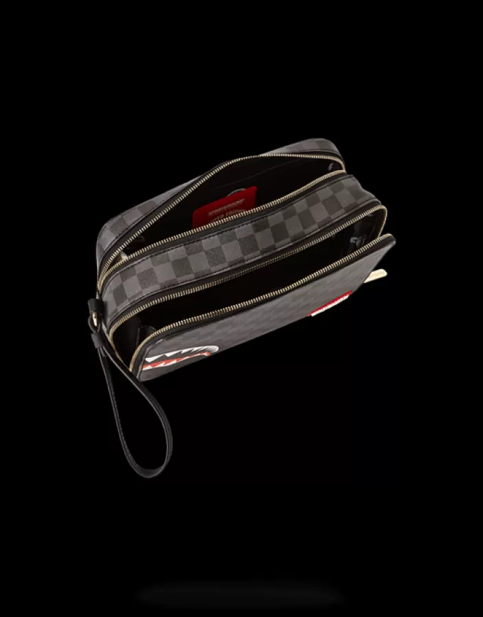 TOILETRIES AKA MONEY BAGS*Sprayground SHARKS IN PARIS (BLACK CHECKERED EDITION) TOILETRY AKA MONEY BAGS