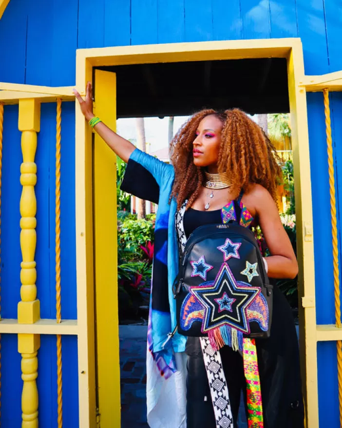 SAVAGES | BACKPACKS*Sprayground STAR RACER A.I.7 SANDFLOWER COLLAB BEADED SAVAGE BACKPACK