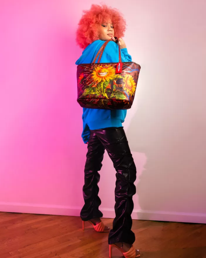 TOTES | HANDBAGS*Sprayground SUNFLOWER GRIN RON ENGLISH COLLAB TOTE