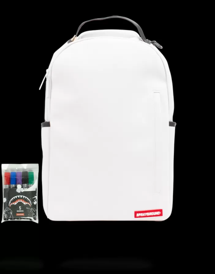 BACKPACKS*Sprayground THE DIY WHITE BACKPACK (VEGAN LEATHER u0026 INNER MONEY LINING) u0026 MARKERS INCLUDED